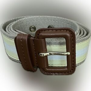 NWT Talbots Women’s Size L Belt Tan/ Yellow/ White Steipe